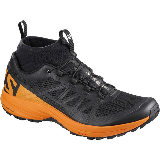 SALOMON XA ENDURO Philippines - Men's Trail Running Shoes - Black/Orange | 839615-PYJ